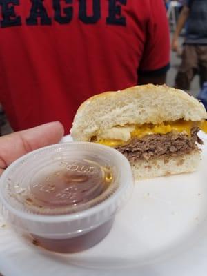 Beef on Weck burger with au jus @HBurgerFest @yelpbuffalo