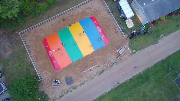 Jumping pillow aerial view