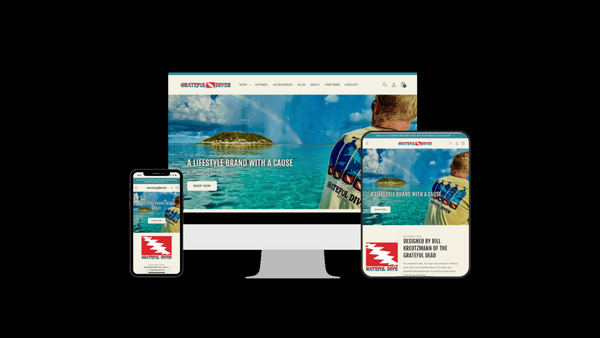 Website design and marketing support for Grateful Diver, an ecommerce store based out of Key West, Florida.