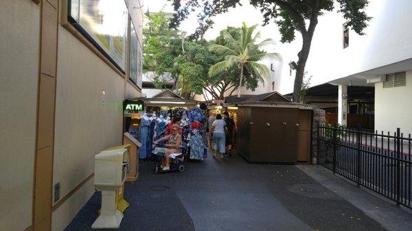 The front of the swap meet at Duke's Lane and Kalakaua Ave.