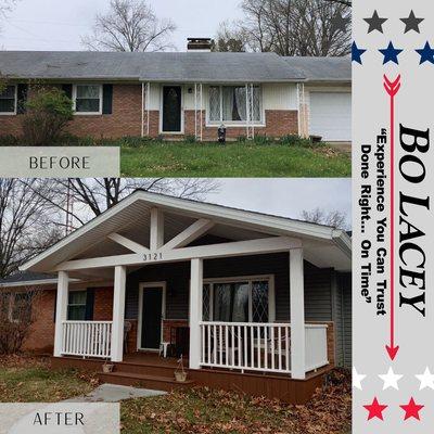 Added a front porch with gable overhang!