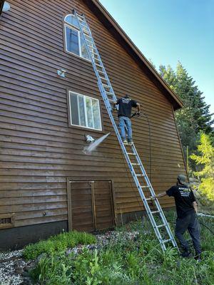 Pressure washing.