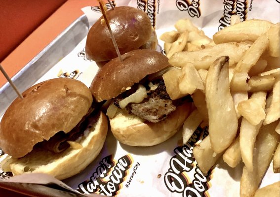 Prime Rib Sliders with fries. Sliders were decent but a little dry. Fries were too greasy.