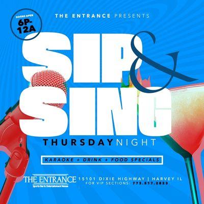 The biggest Thursday night in the Chicago Southland. Sip and Sing.