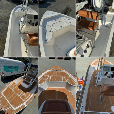 Custom GatorStep marine decking by DQU in this Blazer Bay 1960