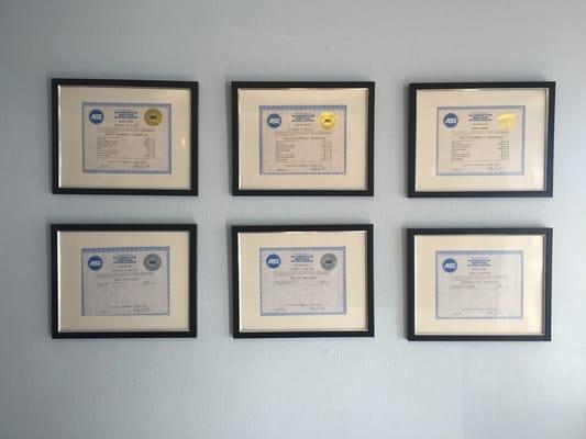 We have 3 ASE Certified Master Technicians, 1 ASE Certified Technician and 2 ASE Certified Service Advisors.