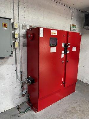 Newly Installed Fire Pump Control Panel for a high-rise condominium in Brickell. Permits and Engineering drawings included for replacement.