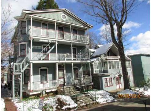 The Inn's front. (with just a little snow)  But look at all of those porches!