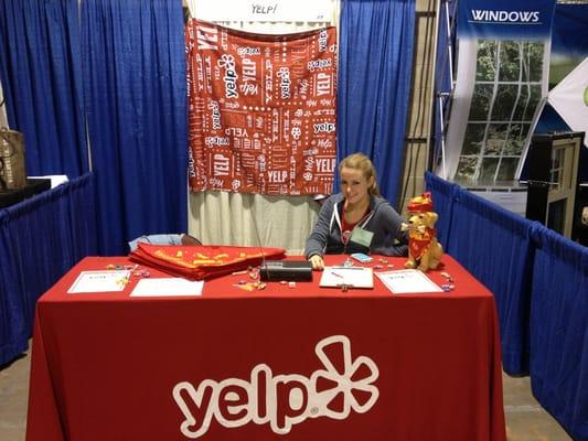 Intern Dahna manning the booth this weekend! Don't forget to stop by and get free Yelp swag for your pup!