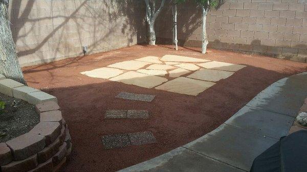 Flagstone with red crushed granite