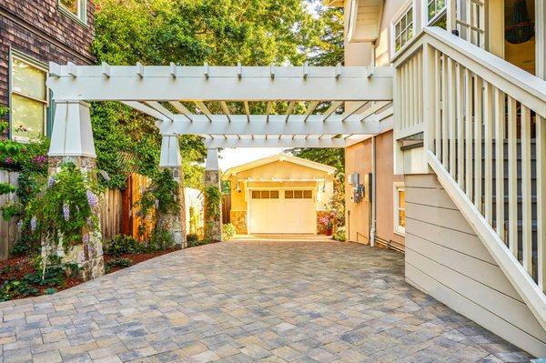 Paver driveway installation.