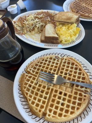 All star with double hash brown and pecan waffle