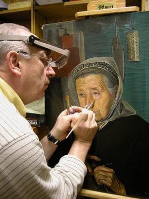 Restoration of a Boris Grigoriev Painting