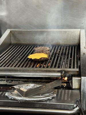 Burgers on the grill