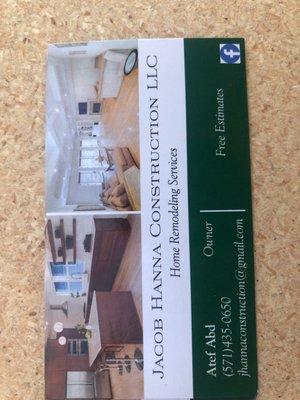 This is my card contact me for any home working, wooden kitchen and more .