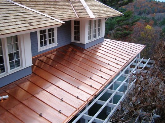 Metal Copper Roof and Wood Shingle Roof