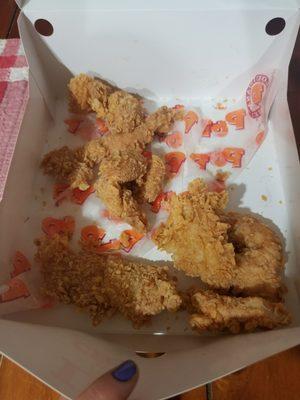 Looks like they just gave us their left over chicken. This is what we got when we ordered the family meal. Ridiculous!