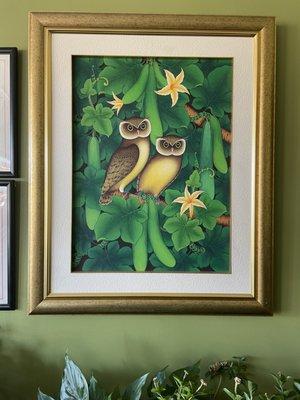 I love this painting of two owls in foliage. They also have a lot of nice plants. Relaxing ambience...