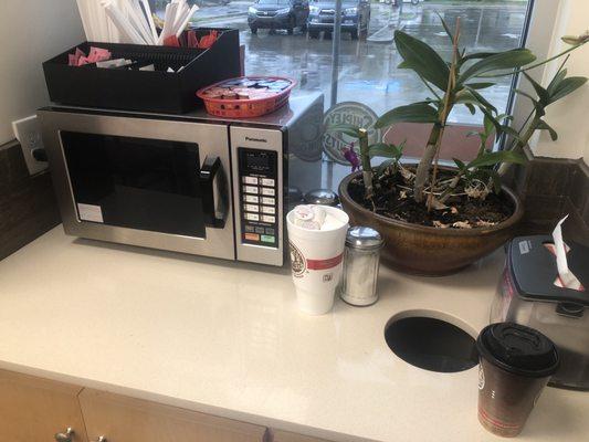 Microwave and coffee station