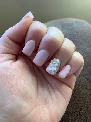 Light glitter pink with 3D flower