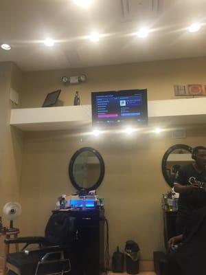 Pandora music playing in the barber shop