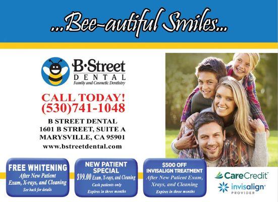 Keep Up Your Smile With These Bee-autiful Specials From B Street Dental.