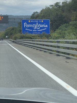 Welcome to Pennsylvania sign