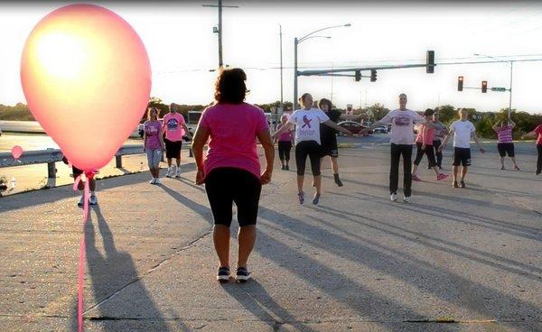 We have a Breast Cancer Awareness class outside every year!