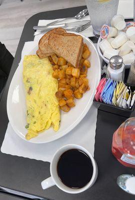 Omelette  , homefries  ,  ,