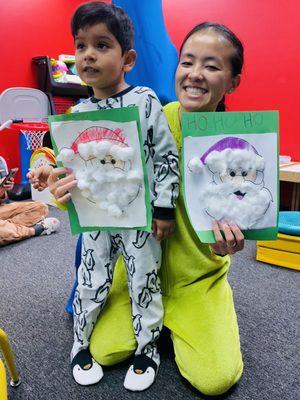 Pajama Day fun + Santa craft