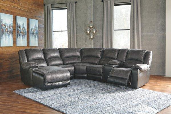 Comfortable six-piece sectional in slate color. A best seller!