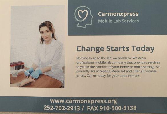 CarmonXpress Mobile Phlebotomy