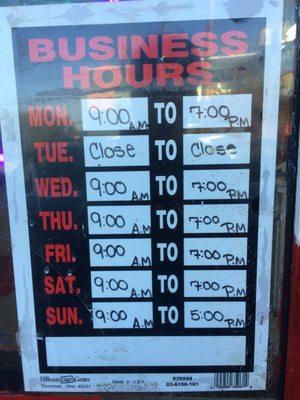 Business hours.