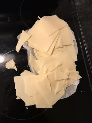 Mangled Walmart deli cheese, just as it came out of the package.