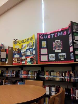 Student  projects in the library.