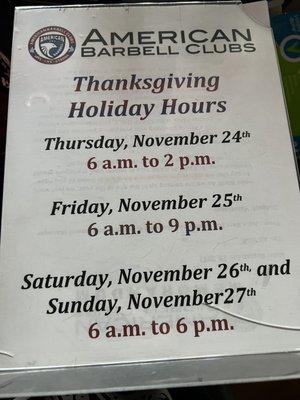 Thanksgiving hours for 2022