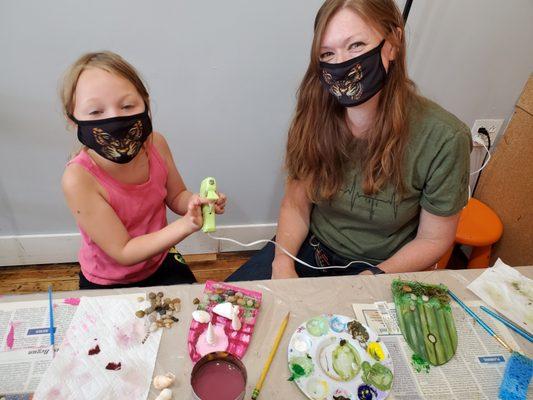 Parents are always welcome to join the art making at no charge if the young one needs the security.