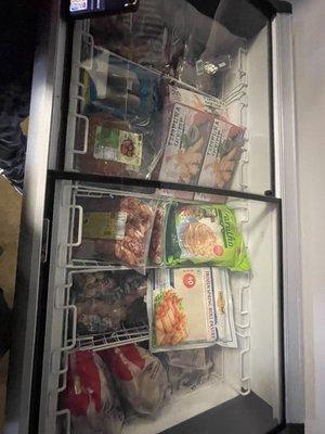 Limited but available frozen goods that you cannot find at nearby supermarkets.