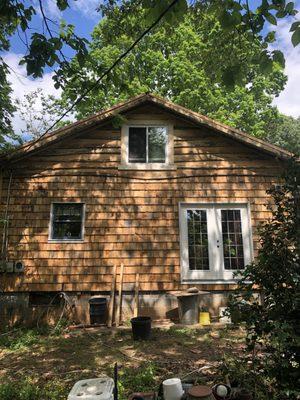 Live edge cedar plank and shingle siding