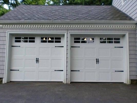 Steel Insulated (R-Value of 16) Carriage House Garage doors, with Decorative Handles and Hinges!...