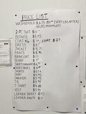 Price list