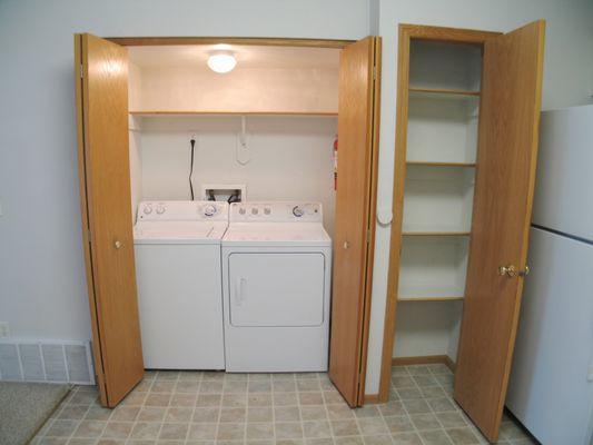 In-unit laundry and pantry