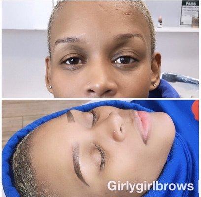 Before and after- Fresh power ombré brows.