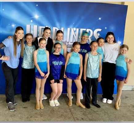 FDS Elite - Competing Dance Team with their teachers after performance at Headliners in Dublin, CA. April 2024.