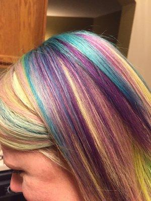 Rainbow hair from Felicia, at Beñi Salon.