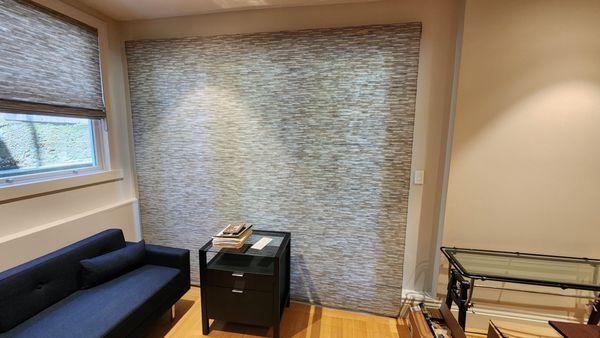 Custom Roman Shades are splendid for the home office.