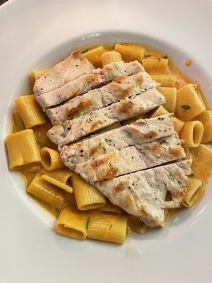 Penne vodka with grilled chicken