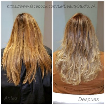 Before and after - Color melting blonde