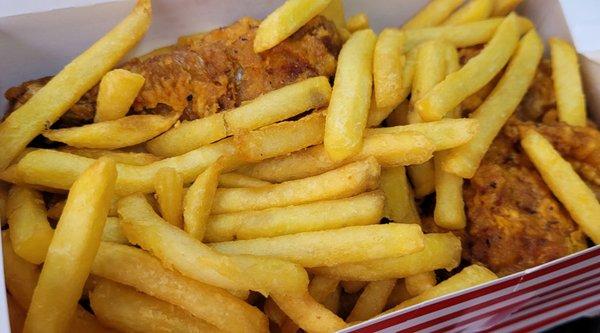 Fried chicken and fries