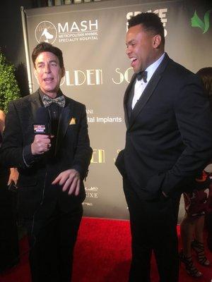 Chris Jackson being interviewed at the 2018 Golden Globes after-party.